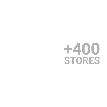 A graphic with text indicating over 400 stores.